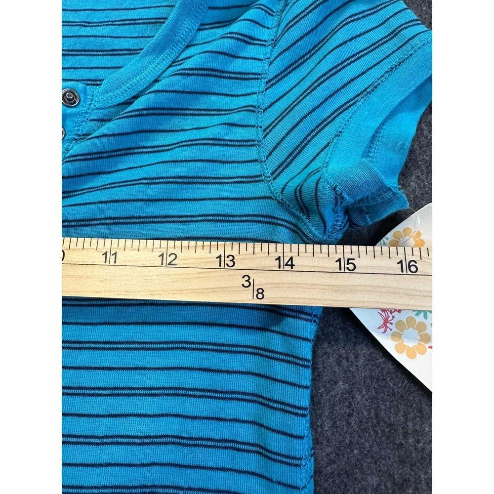 NWT Y2K Energie Striped Henley Top SS Kangaroo Pocket Junior Large Bella Swan - Picture 10 of 16
